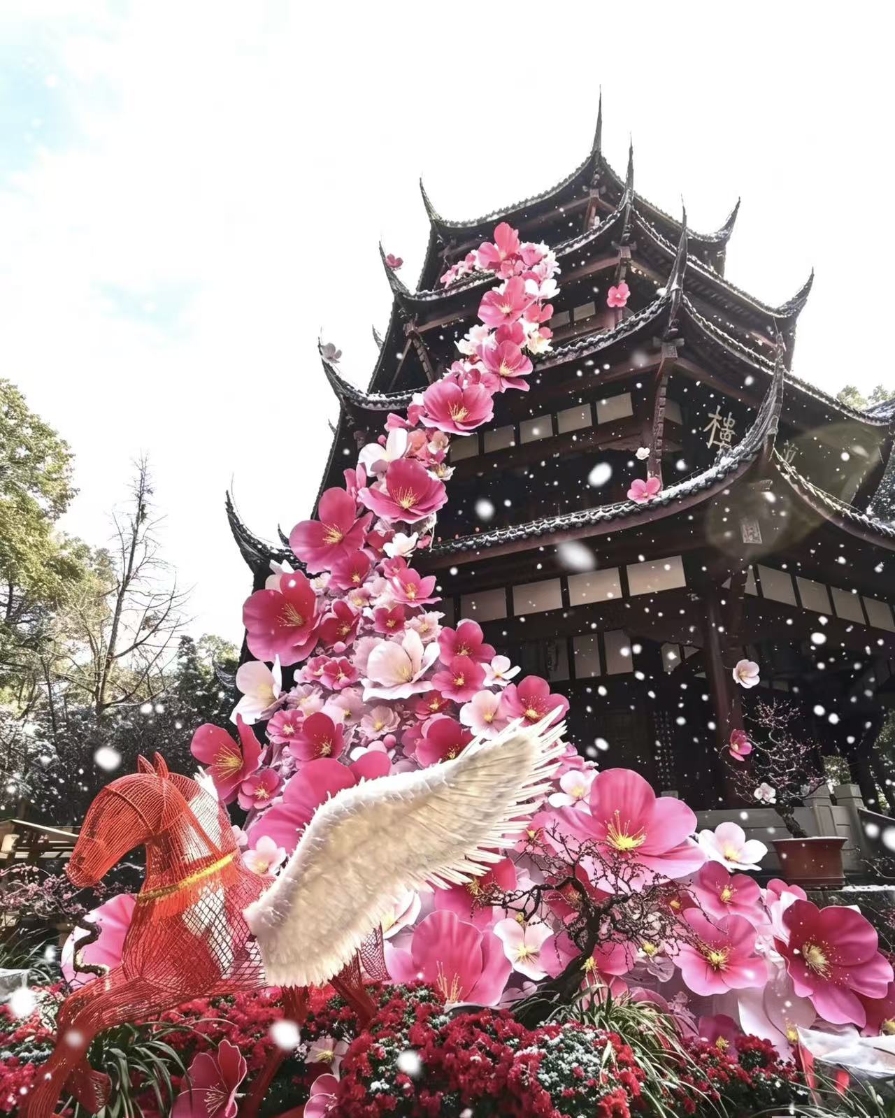 文旅景区大型仿真梅花装置